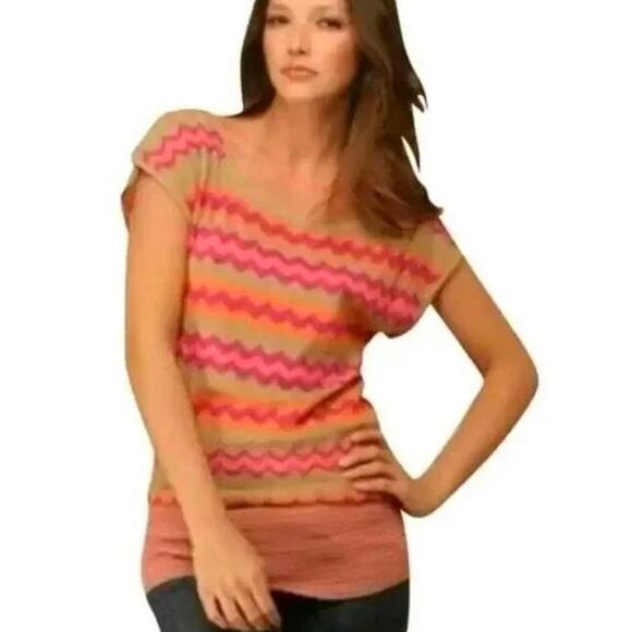 Free People Chevron Wool Blend Knit Blouson Sweater   Size: L - Picture 1 of 5